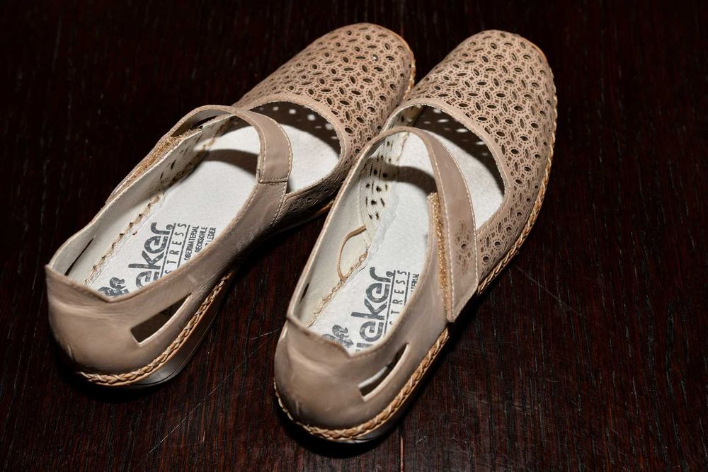 Sandały, półbuty ażurowe RIEKER r. 37, jak nowe