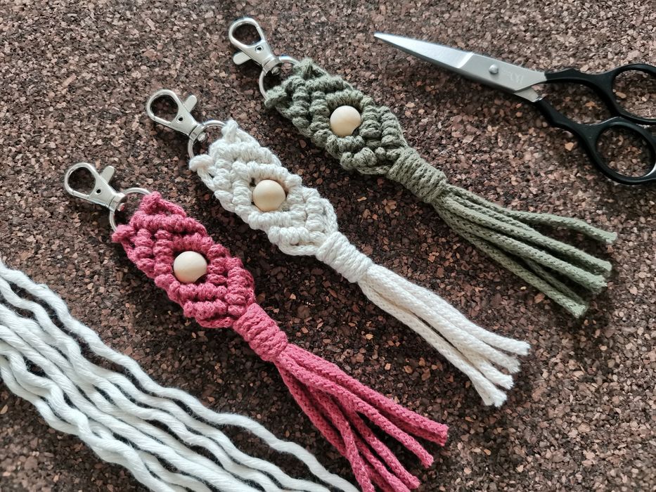 Porta-chaves macramé, casamento, baptizado, baby shower