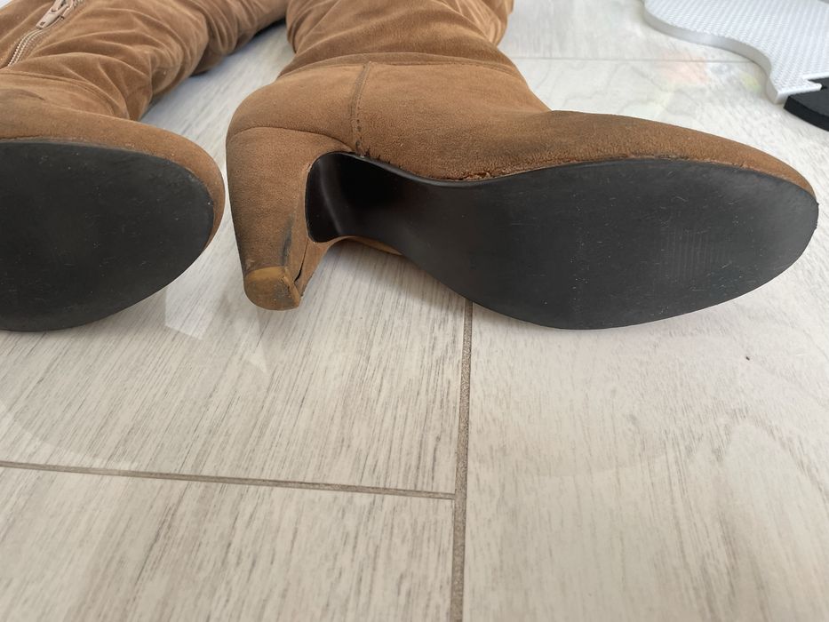 Buty damskie botki kozaki zamszowe brązowe 36