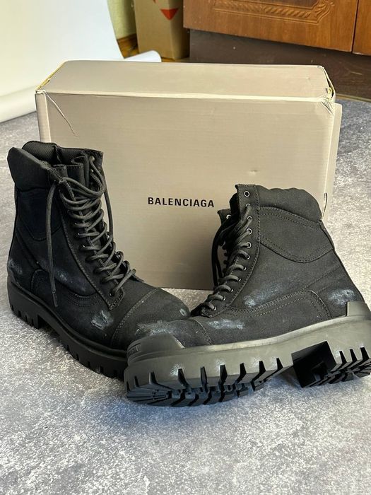 BALENCIAGA Strike boots black canvas ботинки боты чоботи opium archive