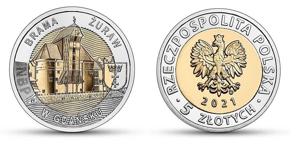 5 zł Brama Żuraw w Gdańsku 2021 r. (dostępne 44 szt.)