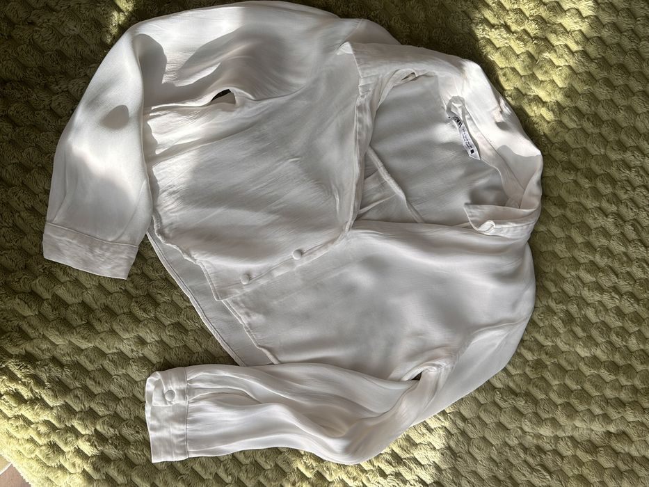 Коротка / вкорочена біла сорочка zara / hm mango gepur cher17