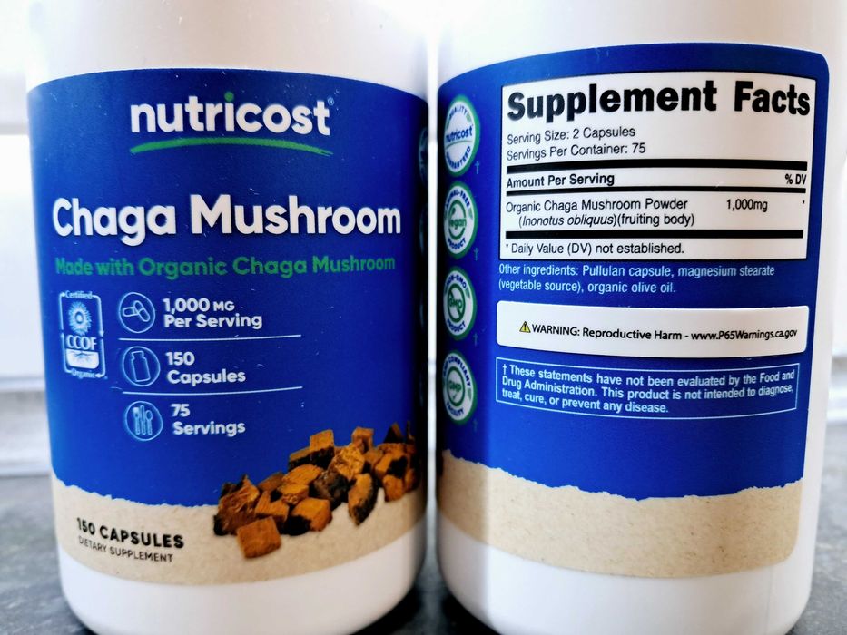 Nutricost, Chaga Mushroom 500 мг (150 капс.), гриб чага