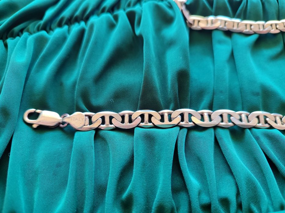 Срібний комплект Armani-ланцюг+браслет