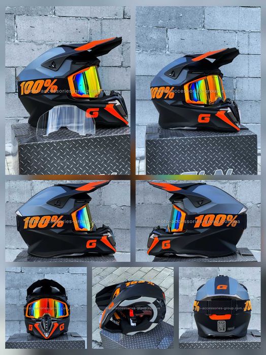 Мото шолом кросовий GLN (В ПОДАРУНОК окуляри та прозоре змінне скло)