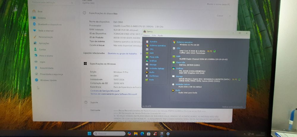 Pç DELL 3060 8ªG.|i5.8500-4.0G|16G|HDMI|NVMe256+HD500|5G+BT|TPM2.0|W11