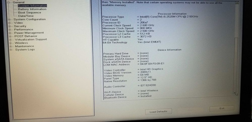 Dell Latitude E 6220 I5-2520/ 2Gb/