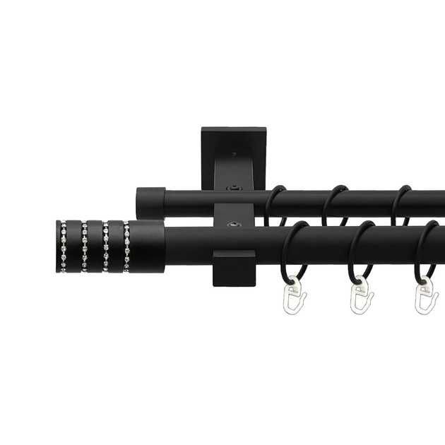 Карниз до штор металічний 19-19мм Барамела техно чорний мат 2,40м