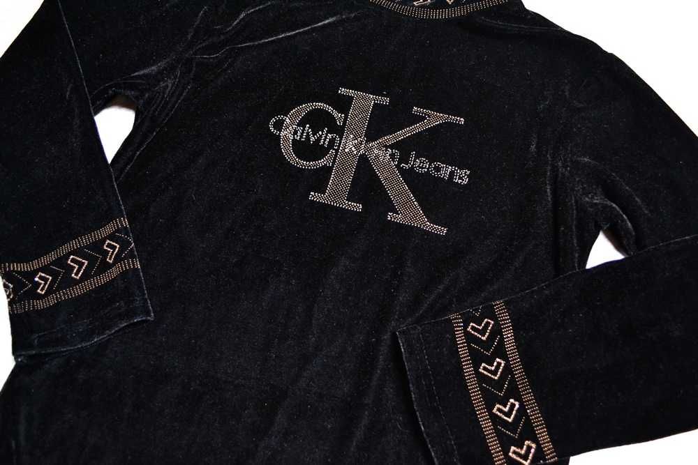 Welurowa bluzka Calvin Klein złoty napis elegancka S M