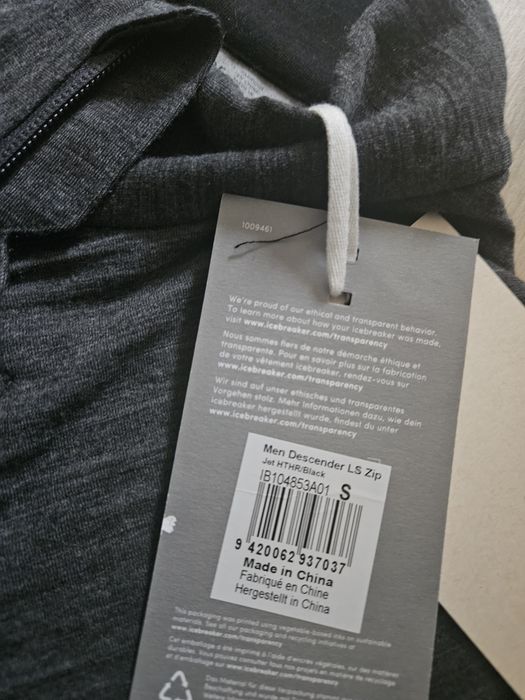 Icebreaker Merino Descender LS Zip nowa bluza S