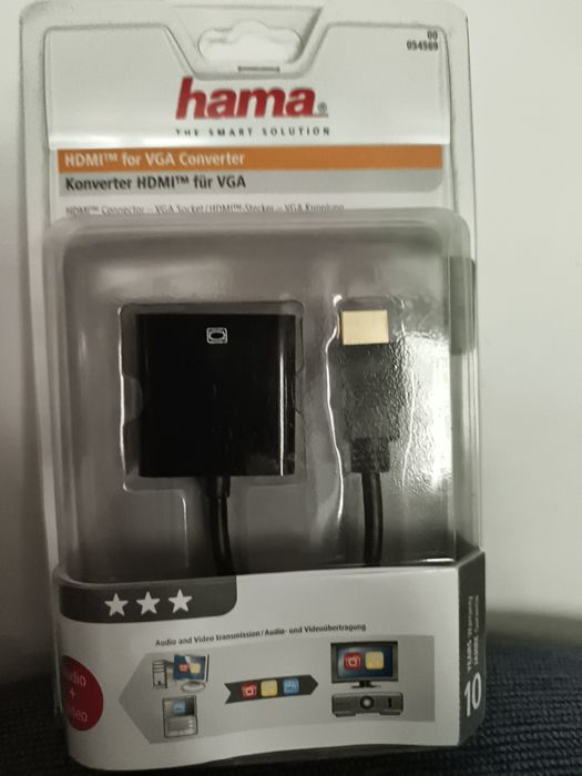 Adapter Konwerter HDMI do VGA HAMA Full HD 1080p