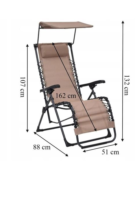 2 leżak plażowy składane zero gravity z daszkiem