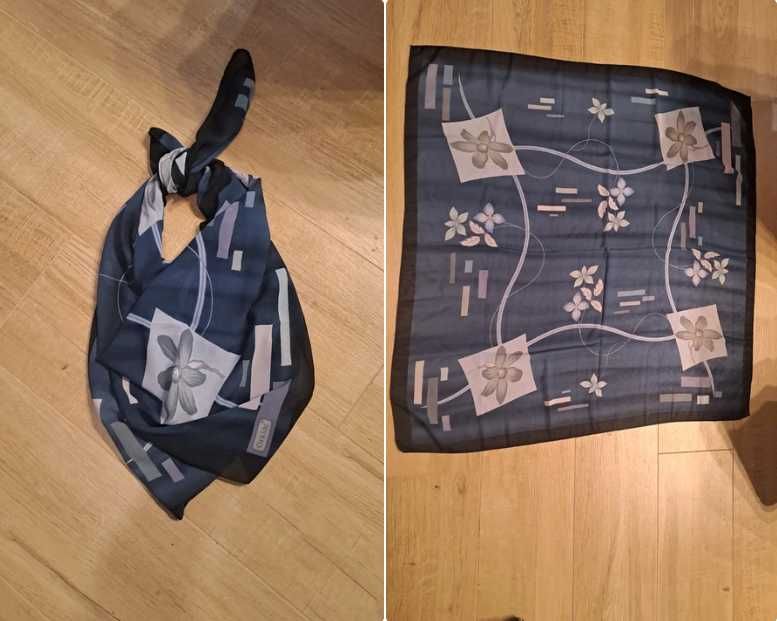 Chusta apaszka granatowa kwiaty duża