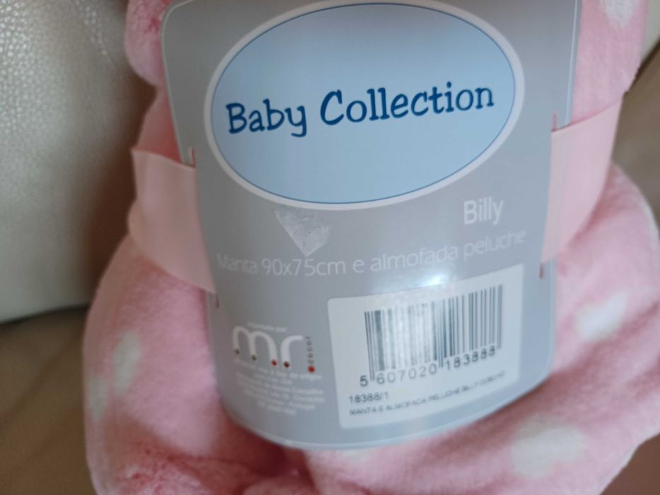 Manta e Almofada Peluche rosa para Bébé