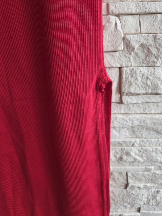 Czerwony top plus spódnica ołówkowa długa prążek Pakuten  rozm L/XL