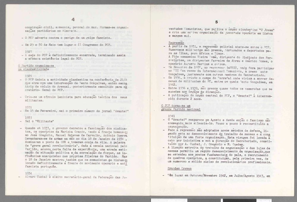 Brochura “Meio século de luta” do Partido Comunista Português