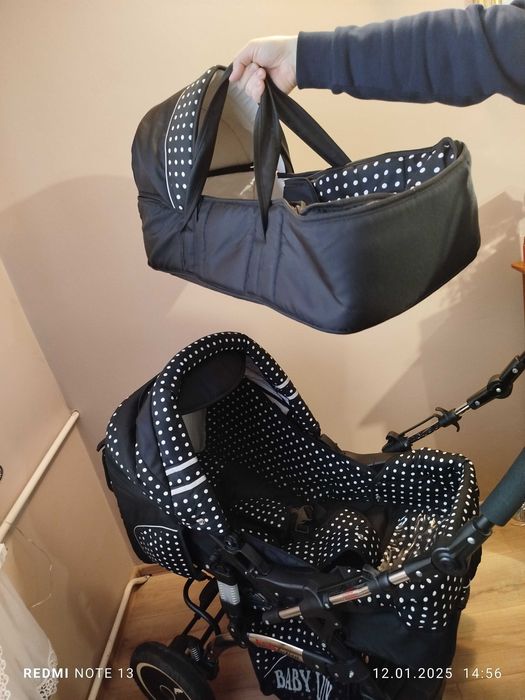 Sprzedam wózek RAF-POL 2w1 BIAŁE KROPKI spacerówka