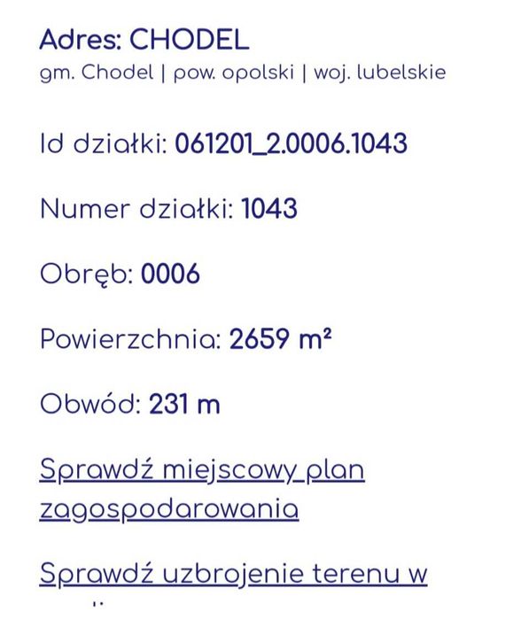 Działka 2659 m² Chodel