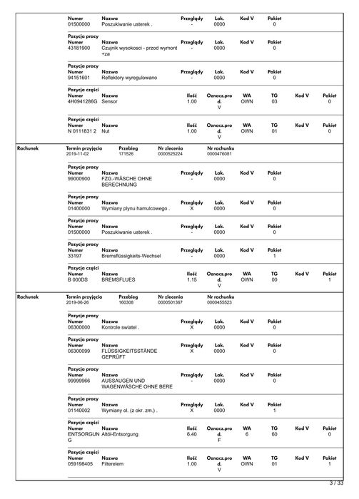 VW AUDI PORSCHE SEAT SKODA Historia serwisowa po VIN w PDF