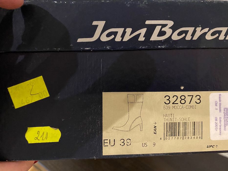 Kozaki skórzane Jan Baran brązowe, rozm. 39