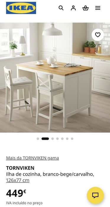 Ilha Cozinha Ikea Tornviken + cadeiras