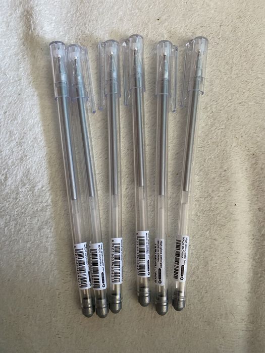 Conjunto de 6 canetas prateadas *NOVAS*