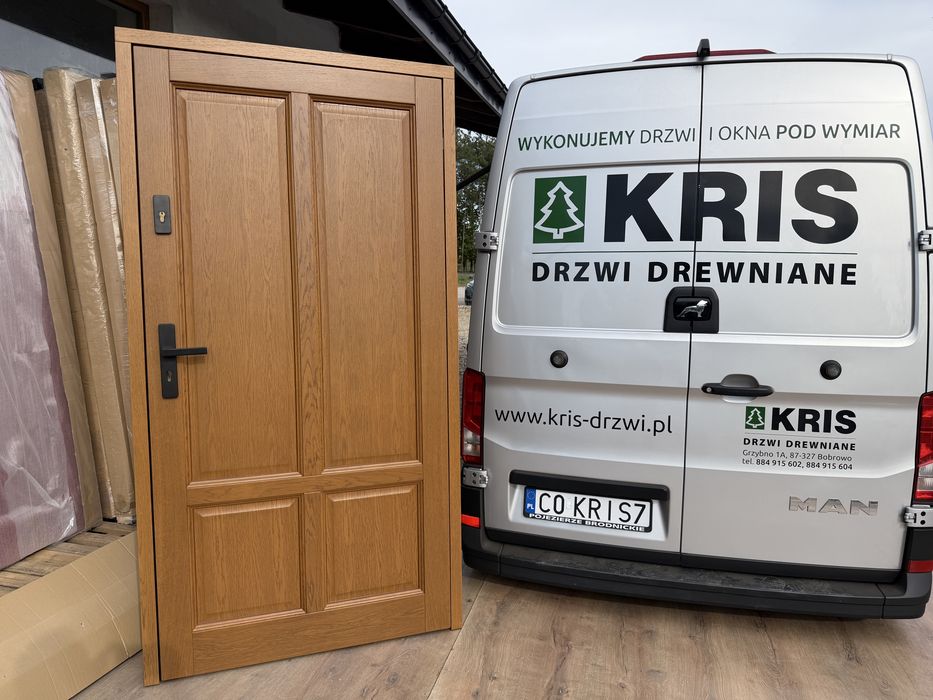 Drzwi zewnętrzbe drewniane OD RĘKI Cała Polska Amerykański styl Duże 112x213 bezprzylgowe Bardzo Grube 85 mm