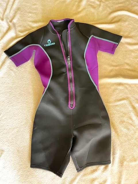 Tribord Krótka Pianka D100 Czarny xs /s ( dziecko 12-14)