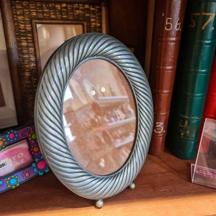 Porta-Retratos Oval Estanho Aplique (Portugal, 95% Sn)