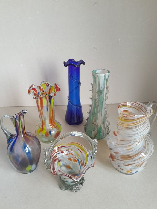 Ваза гутне скло кольорова ваза