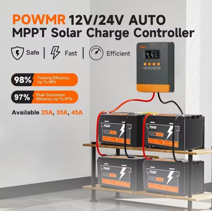 Контролер заряду RowMr POW-M25-PRO 12/24V MPPT в наявності 25A і 45A