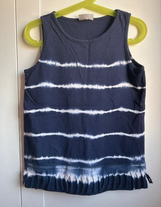 Granatowa bluzka dla dziewczynki top koszulka r. 128-134