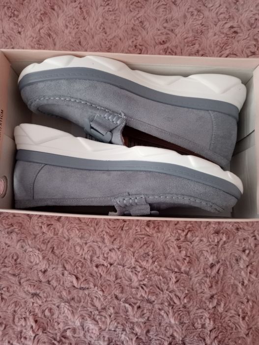 Mokasyny damskie Blue/Popiel