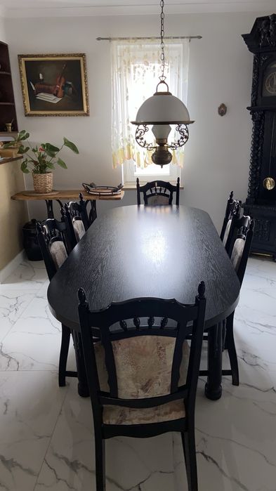 Zestaw dla 12 osób meble krzesła stół klose czarne vintage retro