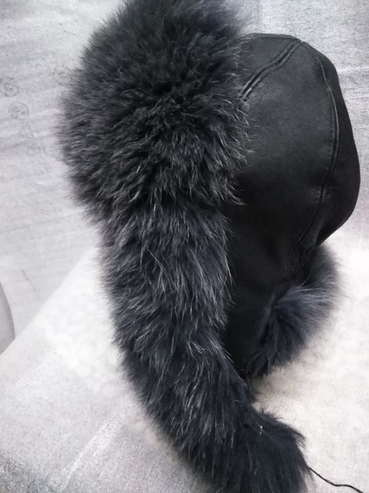 Шапка кожа, мех песец, р. 56