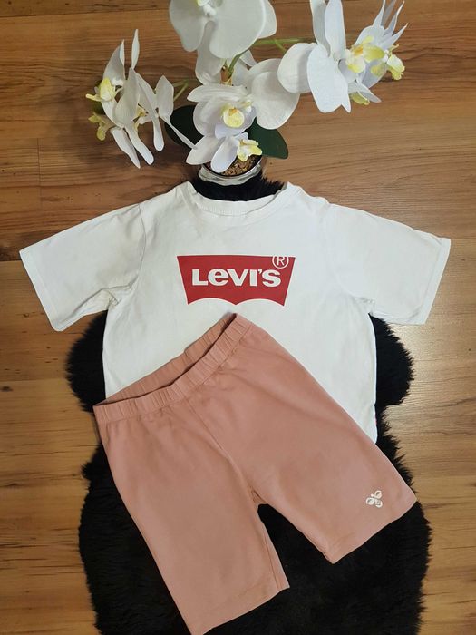 Cudny zestaw:) krótka bluzeczka LEVI'S krótkie legginsy HUMMEL 152