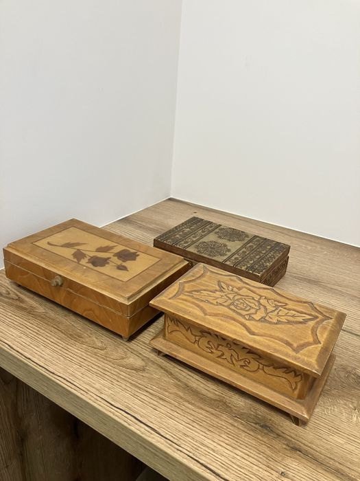 Szkatułka drewniana, szkatułki drewniane 3 sztuki