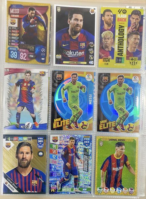 Cartas e Cromos Lionel Messi Argentina, Barcelona e Psg