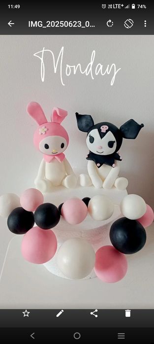 Ozdoby z masy cukrowej na tort  my Melody i Kuromi