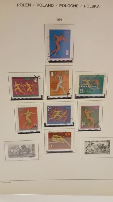 Znaczki Polskie Sport 3 karty 23 znaczki