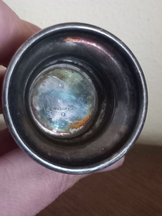 Mały stary platerowany wykałacznik marki Wellner