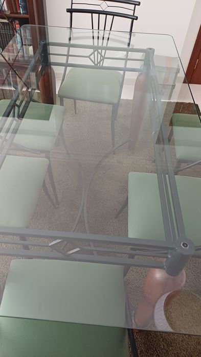 Mesa de Ferro com tampo de Vidro