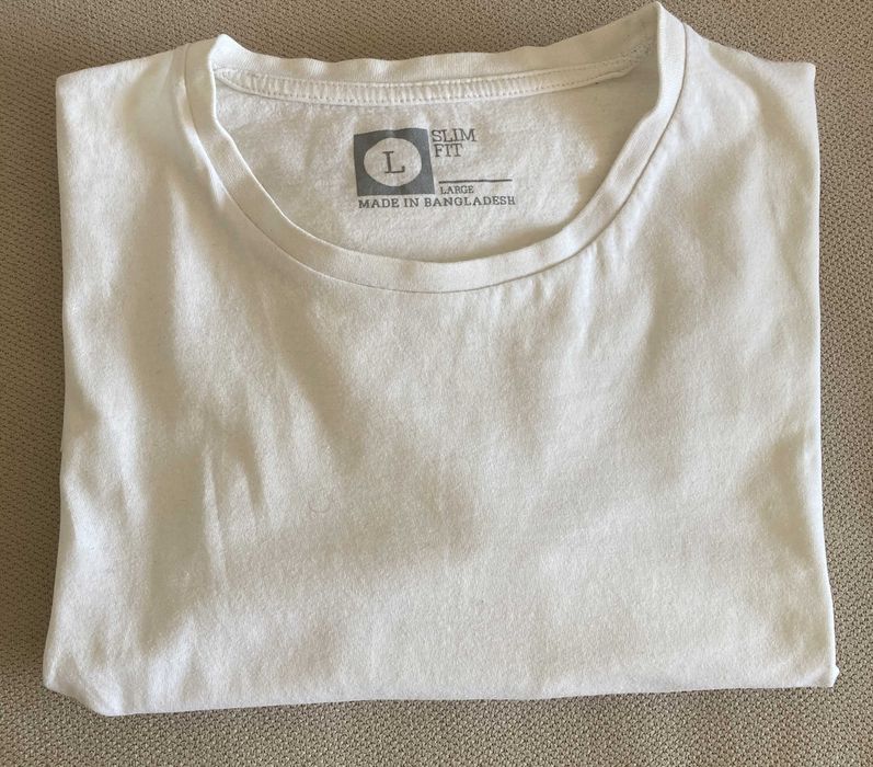 biały t-shirt, slim fit, L, 4 zł