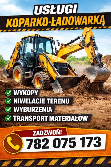 Usługi koparką, koparko ładowarką