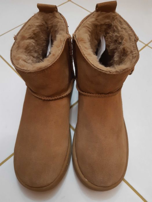 Skórzane lekkie ciepłe botki River Island w typie Emu, rozmiar 38