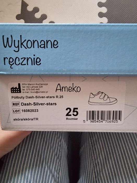 Półbuty Ameko barefoot dash silver stars r 25