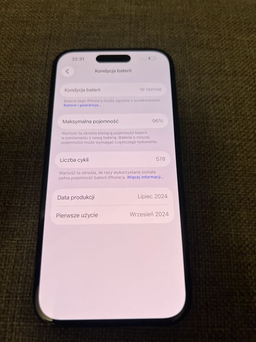 Iphone 15 128gb, 96% bateria, gwarancja