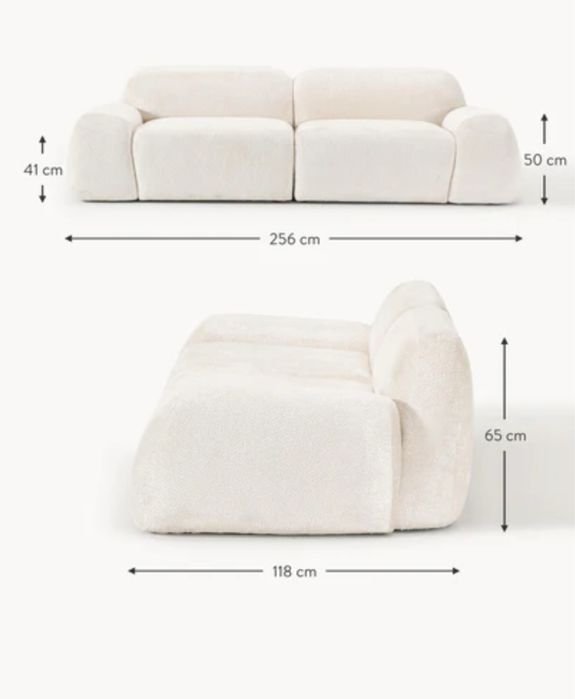Sofa modułowa Teddy-Bouclé Wolke (3-osobowa)