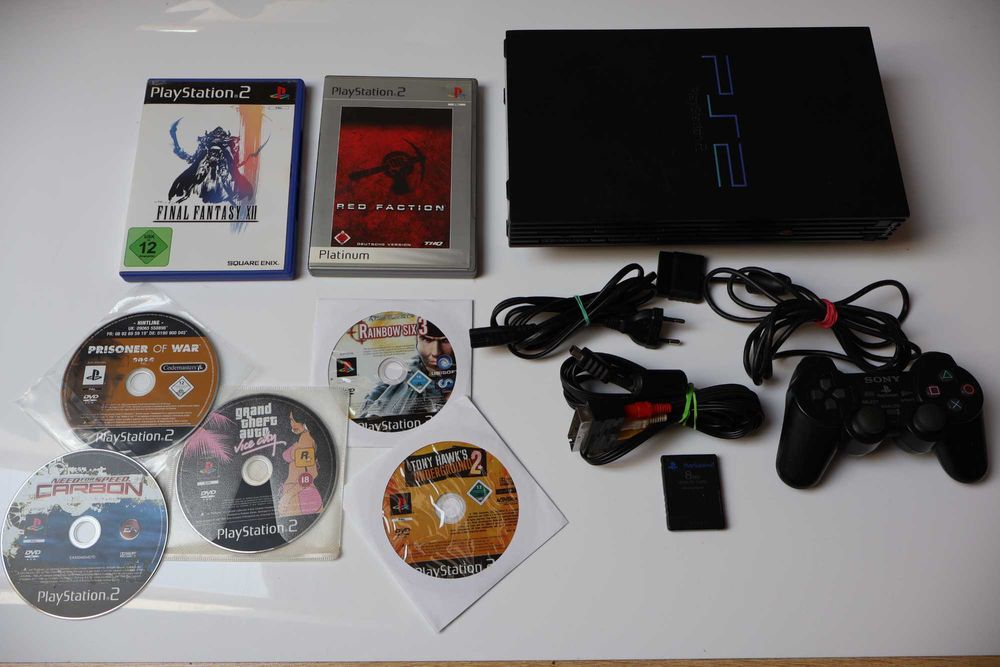 Konsola Sony Playstation 2 Ps2 Scph-30004 Fat Pad kable Karta gry Komplet Vice city Tony Hawk NFS