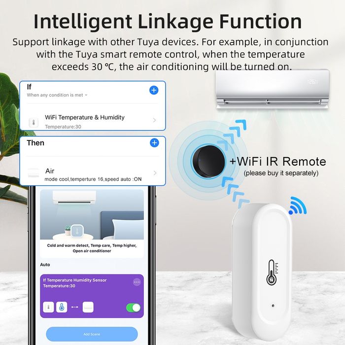 Датчик температуры Tuya WiFi, ZigBee,блютуз.